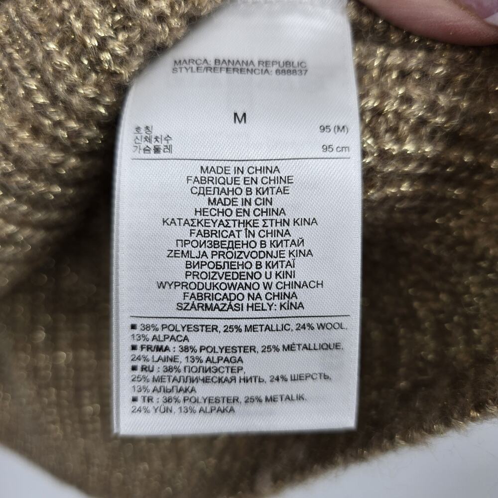 Banana Republic Gold Metallic Alpaca Wool Sweater Womens MED Holiday Minimalist - Picture 5 of 10